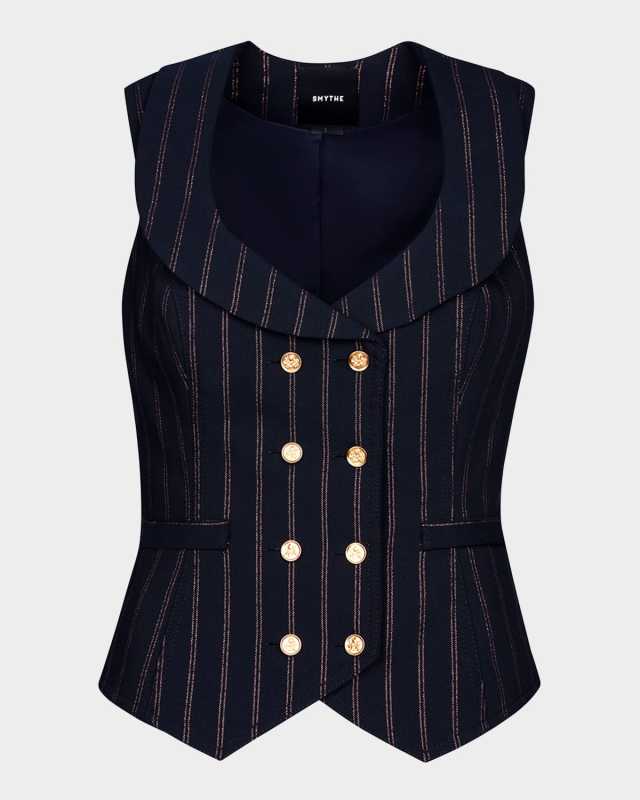 Striped Portrait-Neck Vest